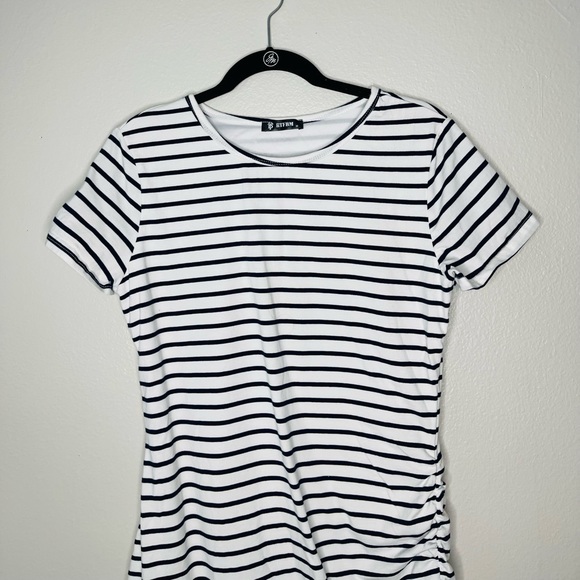 BTFBM Black White Striped Fitted Dress Size Medium - Picture 2 of 7